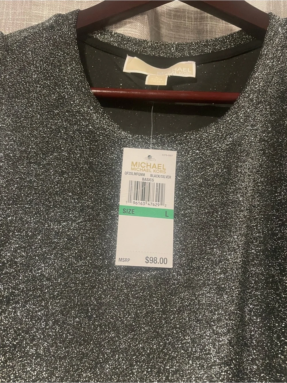 Michael Kors Metallic Silver-Black Knit Top